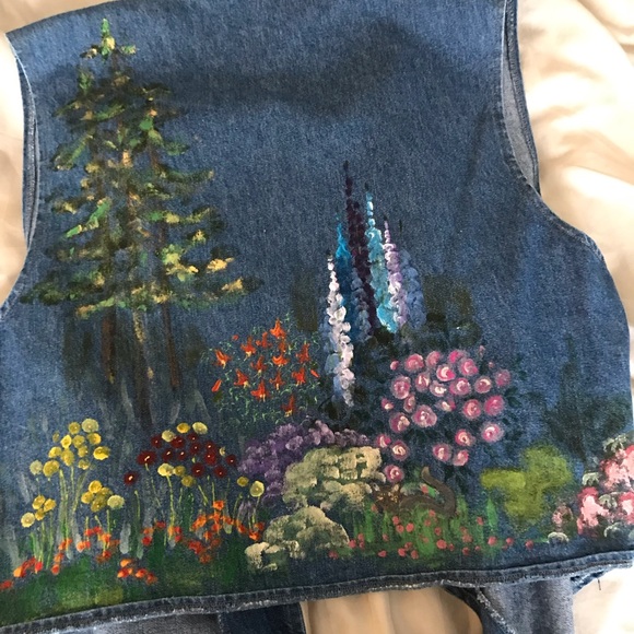 Vintage Hand Painted Jean Vest - Picture 8 of 12
